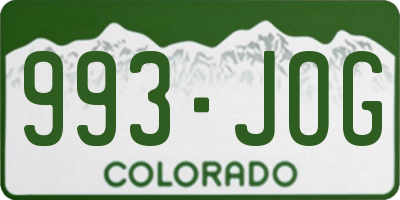 CO license plate 993JOG