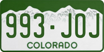 CO license plate 993JOJ