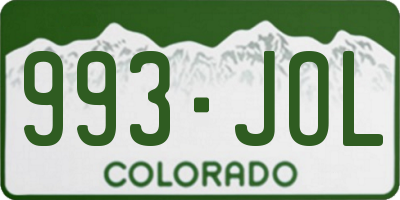 CO license plate 993JOL
