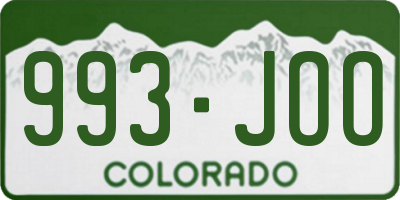 CO license plate 993JOO