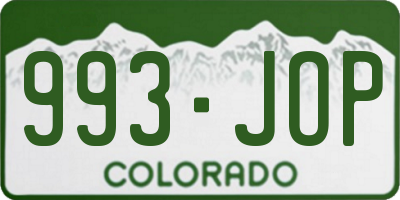 CO license plate 993JOP