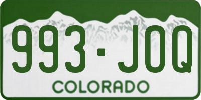 CO license plate 993JOQ