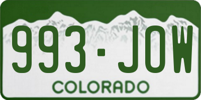 CO license plate 993JOW