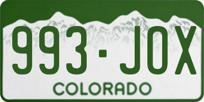 CO license plate 993JOX
