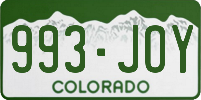 CO license plate 993JOY