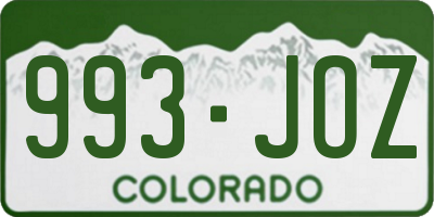 CO license plate 993JOZ