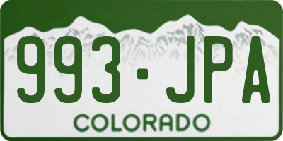 CO license plate 993JPA