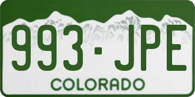 CO license plate 993JPE