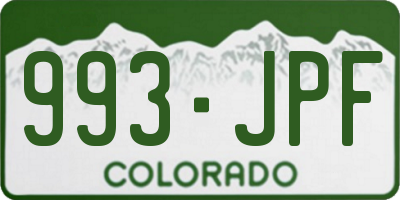 CO license plate 993JPF