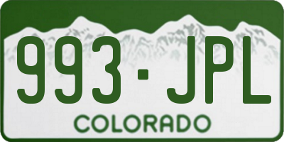 CO license plate 993JPL