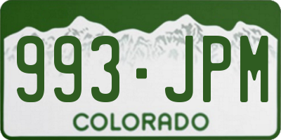 CO license plate 993JPM