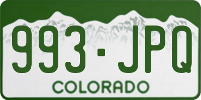 CO license plate 993JPQ