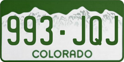 CO license plate 993JQJ