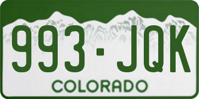 CO license plate 993JQK