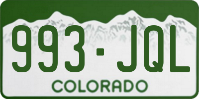 CO license plate 993JQL