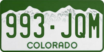 CO license plate 993JQM