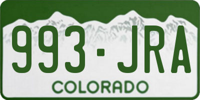 CO license plate 993JRA