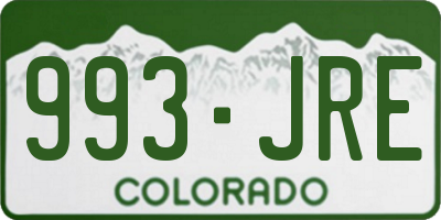 CO license plate 993JRE