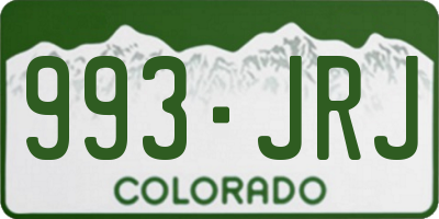 CO license plate 993JRJ