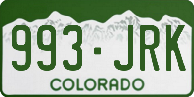 CO license plate 993JRK