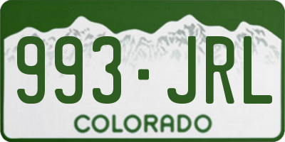 CO license plate 993JRL