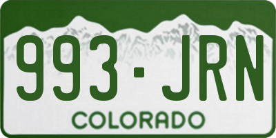 CO license plate 993JRN