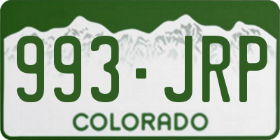 CO license plate 993JRP