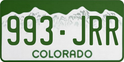 CO license plate 993JRR