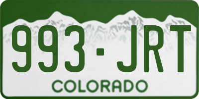 CO license plate 993JRT