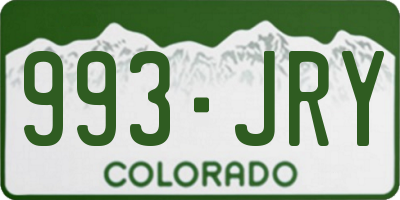 CO license plate 993JRY