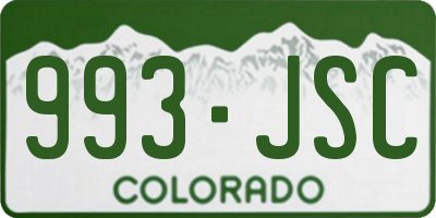 CO license plate 993JSC
