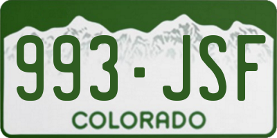 CO license plate 993JSF