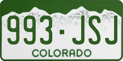 CO license plate 993JSJ