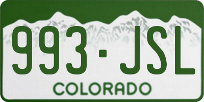 CO license plate 993JSL