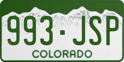 CO license plate 993JSP