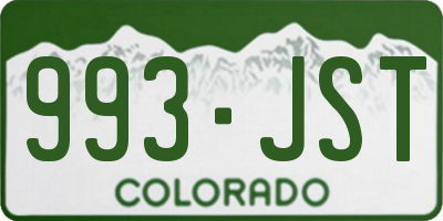CO license plate 993JST