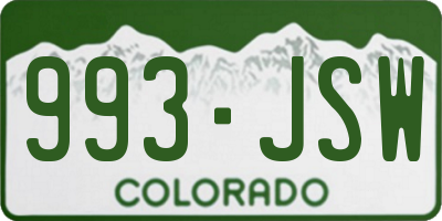 CO license plate 993JSW
