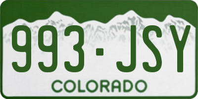 CO license plate 993JSY