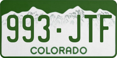 CO license plate 993JTF