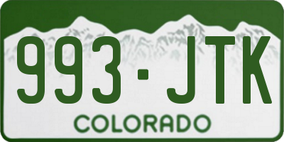 CO license plate 993JTK