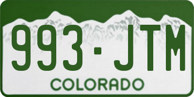 CO license plate 993JTM