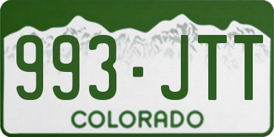 CO license plate 993JTT