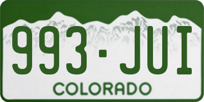 CO license plate 993JUI