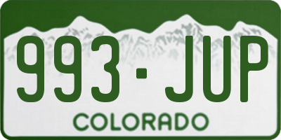 CO license plate 993JUP
