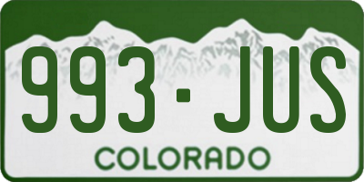 CO license plate 993JUS