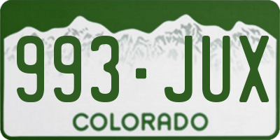 CO license plate 993JUX