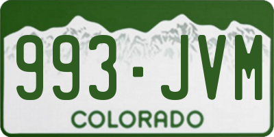 CO license plate 993JVM