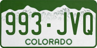CO license plate 993JVQ
