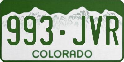 CO license plate 993JVR