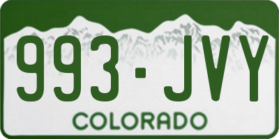 CO license plate 993JVY